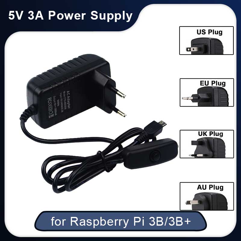 Pi Power Supply - 5 فولت 3A التوت بي 3