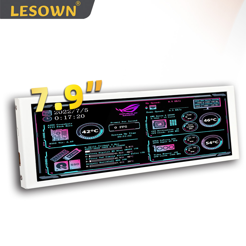 Pi 4 Case - شاشة عرض LESOWN بار ديسبراي 7.9