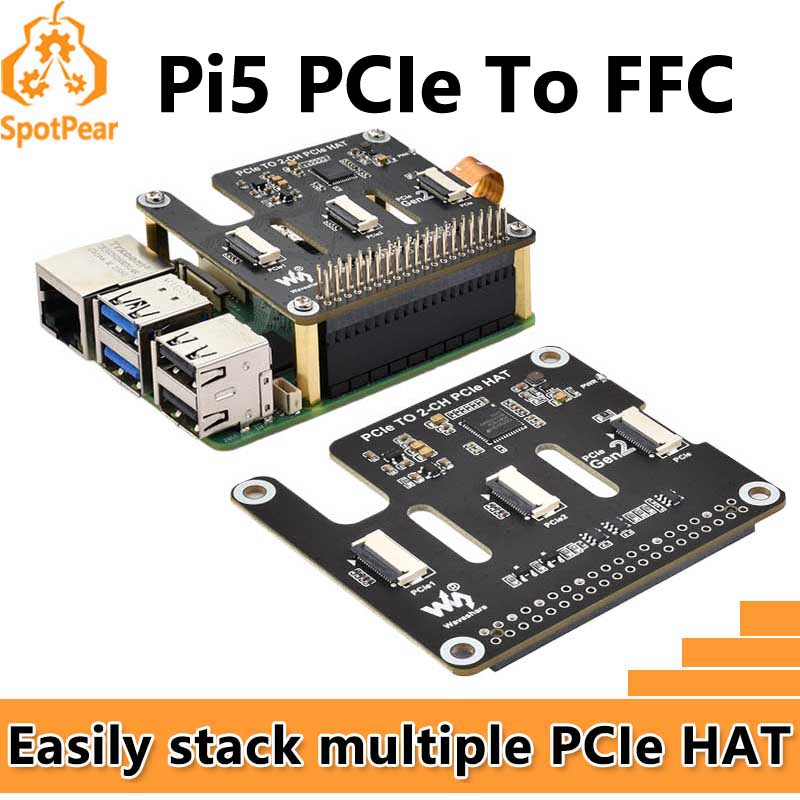 Pi Cooler - Raspberry Pi 5 PCIe إلى 2-CH