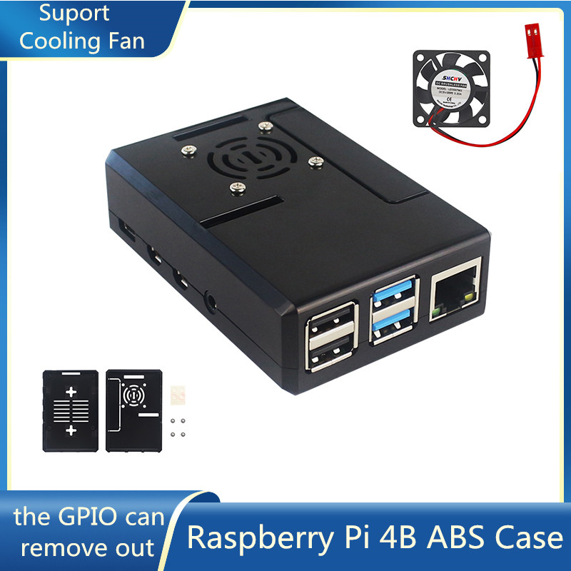 Pi Power Supply - غطاء بلاستيكي أسود من نوع ABS